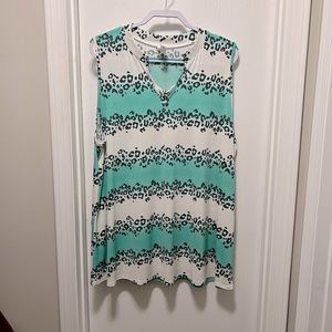 Honeyme Curvy 3XL Mint/Cream leopard sleeveless top NWOT
